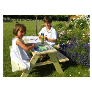Kinder Gartenbank Donezk - 90 x 90 x 50 cm - Farbe: Natur - Kinderbank aus unbehandeltem Fichtenholz