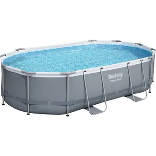 BESTWAY Power Steel Frame Pool oval Set 488 x 305 x 107 cm inkl. Filterpumpe
