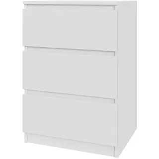 Mebligo - Kommode mit 3 Schubladen 50 cm Breit, Komodenschrank für Schlafzimmer, Wohnzimmer, Kinderzimmer, Jugendzimmer und Büro (B:50 x H:75 x T:40 cm) - Weiß