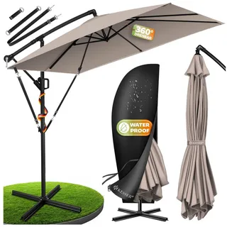 Kesser Ampelschirm Holly rechteckig Ø 350 cm ohne LED Taupe