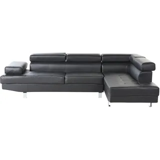 Beliani Eckcouch Kunstleder 5-Sitzer Schwarz