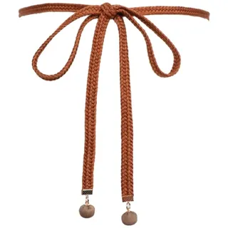 Whakano 1 Stück Geflochtene Taille Gürtel Damen,Dekorativen Taillengürtel Kleidgürtel,Schmaler Gürtel Frauen,Taillenkette,Kettengürtel für Kleid Jeans Rock Langen Hemden,148 cm,Kamel