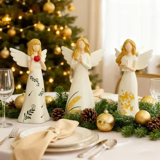 ACAREY 3 Stück Weihnachts Engel Weihnachtsfiguren, Weihnachtsdeko Engel Figuren Ornament, Weihnachtsengel Figuren Tischdeko, Schutzengel Figur für Grab Guardian, Schutzengel Weihnachten Geschenk