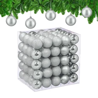 Relaxdays Weihnachtskugeln im 100er Set, Silber