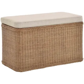Krines Home Wäschetruhe Rechteckige Truhe Sitztruhe gepolstert mit Deckel Natur-Rattan (Wäschebox mit Inlett), Sitzbank mit Stauraum braun