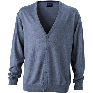 James & Nicholson Cardigan JN 661 Herren V-Neck Cardigan Leichte Strickqualität grau 3XL