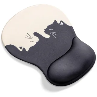 AOKSUNOVA Mauspad mit Handauflage Mousepad mit Katze Motiv Maus Pad mit Gelkissen Mauspad Ergonomisch Mouse Pad mit Handgelenkauflage