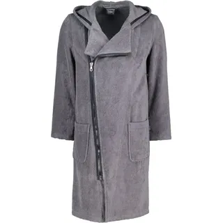 CAWÖ Bademäntel Herren Kapuze New Zipper 6516 anthrazit-schwarz - 774 S Weiss