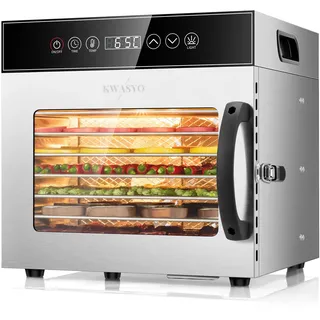 Kwasyo Dörrautomat Edelstahl 600W mit 8 Etagen, Profi Dörrgerät & Dörrautomaten Lebensmitteltrockner, Digitaler Timer, Temperaturregelung, Überhitzungsschutz, Rezeptbuch inklusive
