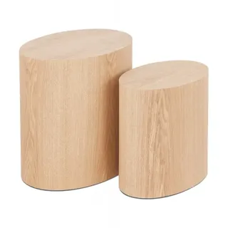 KADIMA DESIGN Beistelltisch Set aus Natürlichem Eschenholz | Skandinavischer Stil in Beige | Gr.: onesize