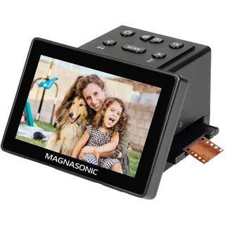 Magnasonic All-in-One 25MP-Filmscanner mit großem 5"-Display und HDMI, konvertiert 35mm/126/110/Super 8-Filme & 135/126/110-Dias in Digitale Fotos, integrierter Speicher