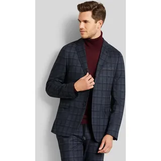 Bugatti Sakko BUGATTI, Herren, Gr. 56, blau (marine), 53% Polyester, 43% Viskose, 4% Elasthan, kariert, slim fit, Manschette, Sakkos Sakko, mit High-Stretch-Funktion