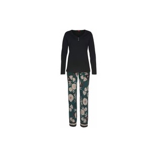 S.OLIVER Damen Pyjama schwarz-dunkelgrün Gr.32/34