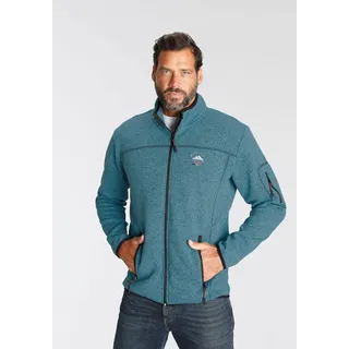 Strickfleecejacke MAN'S WORLD, Herren, Gr. XXXL (64/66), blau (türkis melange), Obermaterial: 100% Polyester, casual, normal, Langarm, Jacken, für den Herbst, mit Reißverschlusstaschen, mit Stehkragen