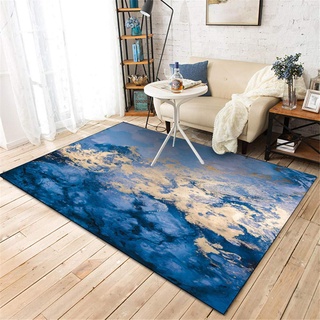 Wohnzimmer Teppiche Rutschfester Teppich, schöner Teppich Aquarell Blau Gold Kristall Samt Küchenmatte langlebig großen Teppich Dicke 0,7 cm-120 * 160 cm