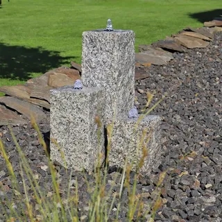 CLGarden Granit Springbrunnen SB2 3 teiliger Säulenbrunnen LED Steinbrunnen Wasserspiel Gartenbrunnen - Grau