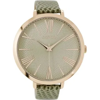 OOZOO Quarzuhr Snake Look XXL Damenuhr C9170 Grün Lederband 48 mm