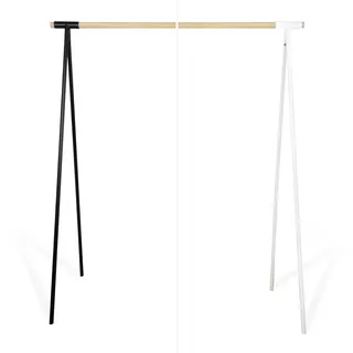 Natural Goods Berlin Kleiderständer GARD Design Garderobe freistehend | Metall Kleiderstangenhalterung für 30mm Rundstab | Massiv Holz stabil | DIY (130cm Kleiderstange EICHE, Weiß)