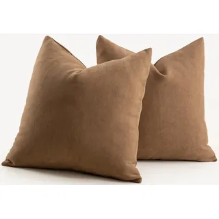 Mandioo 2er Set Kissenbezug 55x55 cm Braun Chenille Kissenbezüge weich Gemütlich langlebig modern Zierkissenbezug Dekokissen Kissenhülle für Sofa Wohnzimmer Schlafzimmer