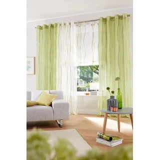 Gardine MY HOME "Dimona" Gardinen Gr. 245 cm, Ösen, 140 cm, grün Ösen 2er-Set, transparent, Voile, Polyester