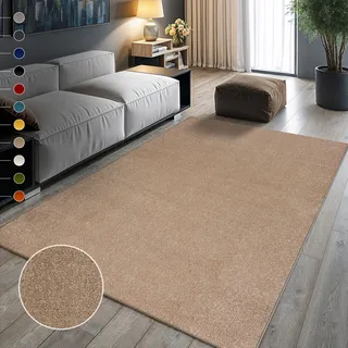 Sanat Kurzflor Teppich Wohnzimmer - Uni Modern Teppiche fürs Schlafzimmer, Arbeitszimmer, Büro, Flur, Kinderzimmer und Küche - Beige, 80 x 150 cm