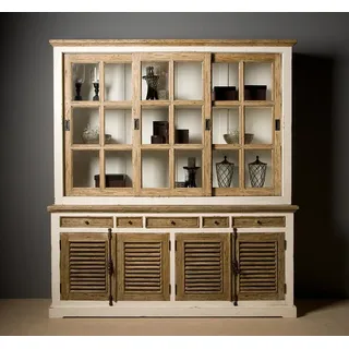 Wohnpalast Buffet Amanda Vitrinen Schrank 200 cm im Landhausstil Buffetschrank