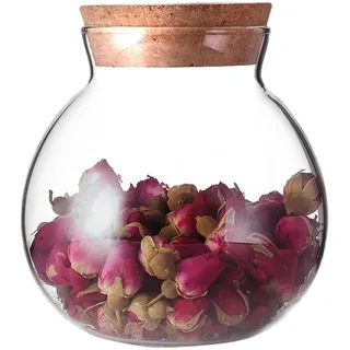 Luftdichtes klares rundes Glasgefäß mit Kork Tee-Aufbewahrungsbehälter Vase Eco Flasche kleine Kugel Moos DIY-Kanister für Küchenaufbewahrung Heimdekoration 500 ml (17 oz)