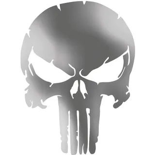 Punisher Wandtattoo Wandaufkleber Schädel Totenkopf Wandsticker Skull (S 15cm(H) x 11cm(B), Silber)