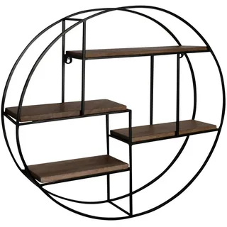 furnicato Wandregal Vollholz Eisen 70x70x18 cm Dunkelbraun Schwarz, Handgefertigtes Wandboard mit 4 Ablagen für dein Wohnzimmer schwarz