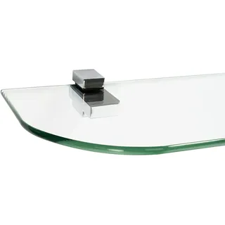 ib style Wandregal Glasregal 6mm klar 90 x 15 cm + Clip KUBI Verchromt, Glasboden aus ESG-Sicherheitsglas - Wandregal silberfarben