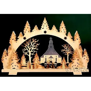 3D Schwibbogen Seiffener Kirche & Kurrende 53cm x 35cm - Handarbeit Erzgebirge Weihnachten erzgebirgischer Lichterbogen