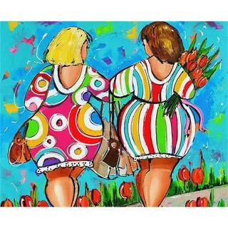 Cooiiye Malen Nach Zahlen Erwachsene Cartoon-dicke Frau malen nach zahlen kits,mit Pinseln und Acrylfarben DIY Leinwand Ölgemälde Kunst für Heimdekoration(Rahmenlos 40x50 cm)
