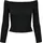 Damen Off-Shoulder Rippstrick-Langarmshirt schwarz