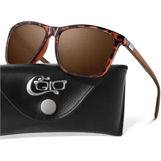 CGID Sonnenbrille Herren Polarisiert Damen Ultraleichte Al-Mg Metallrahmen Rechteckig Vintage UV400 Schutz Rechteckig Eckig mit Federscharnier - M