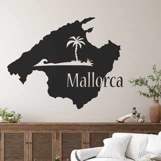 GRAZDesign Wandtattooo Mallorca Spanien Landkarte, Wandaufkleber Wohnzimmer Klebefolie - 50x40cm / 070 schwarz