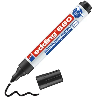 edding 660 Whiteboardmarker - schwarz - 1 Whiteboard Stift - Rundspitze 1,5-3 mm - Boardmarker abwischbar - für Whiteboard, Flipchart, Magnettafel, Pinnwand, Memoboard - Sketchnotes - nachfüllbar