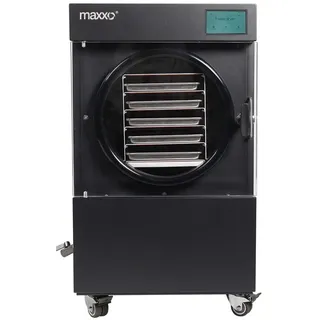 MAXXO Lyo Pro Compact Gefriertrockner Lebensmittel, –50 °C, 5 Edelstahl Einschübe, App TUYA Steuerung, geringer Verbrauch, 1400 W – Schwarz