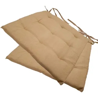 NYVI Stuhlkissen 40x40 cm ComfySeat Beige 2er Set - Sitzkissen mit Bändern/Schleife, 9-fache Steppung - Indoor & Outdoor - Gartenstuhlkissen aus Baumwoll-Mischgewebe - ÖkoTex 100