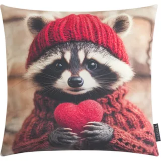 Magma Heimtex Kissenbezug Waschbär 45 x 45 cm Rot