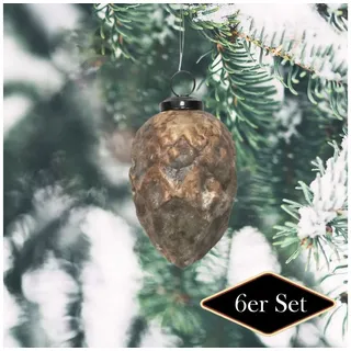 Antikas Weihnachtsfigur Weihnachtskugel Tannenzapfen, braun strukturiert - handgemacht in braun
