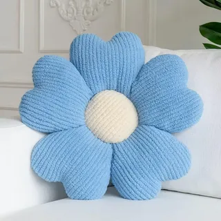 Sioloc Blumenförmiges Kissen, Blumenbodenkissen, Sitzkissen, ästhetisches Kissen mit niedlicher Blume, als Raumdekoration, dekorative Kissen für Bett, Sofa, Couch (Himmelblau, 39 cm)