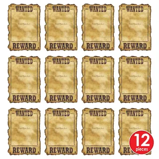 Beistle Wanted Schild 12 Stück Western Deko Partyartikel Wanddeko
