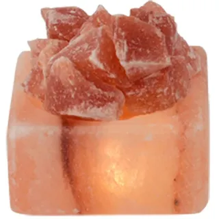 Wagner Life Design Salzkristall-Tischlampe Petite, LED wechselbar, Warmweiß, Handgefertigt aus Salzkristall - jeder Stein ein Unikat, H: ca.4 cm orange