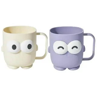 LuxusKollektion Zahnputzbecher Zahnputzbecher Kinder 2er Set Cartoon Große Augen Lila/Weiß