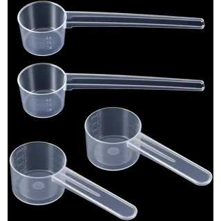 4 Stück Messlöffel, Messlöffel Gramm mit Skala 5g und 10g/20ml Waagen Transparent Dosierlöffel, Scoop 5g und 10g/20ml, Dosier-Löffel für Proteinpulver Waschpulver Milchpulver Backen Creatin