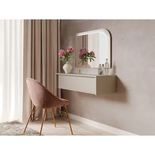 Schminktisch OTTO HOME "NAANCY wandhängender Frisiertisch mit Spiegel, Beleuchtung, cashmere", beige (cashmere), B:93cm H:23,2cm T:35cm, Tische, Schminktisch, KOOSmetiktisch mit Schublade, LED, Soft-Close, B/T/H 93/35/23,2 cm