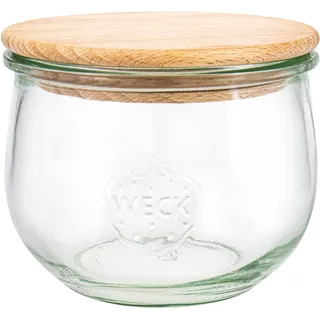 Weck Tulpenform-Glas 500 ml 6 St. mit 100 mm Holzdeckel + Silikondichtung