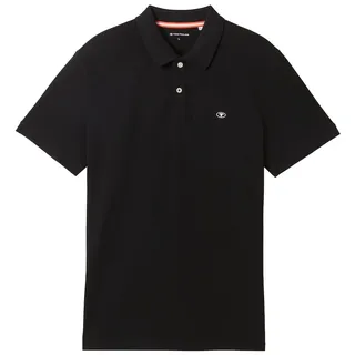 Tom Tailor Herren Piqué Poloshirt aus Baumwolle, schwarz, Uni, Gr. XL