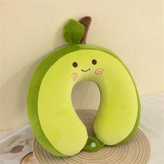 Herfair Avocado-Kissen,Avocado U-förmiges Nackenkissen,Avocado Kissen Kuscheltier,für Reisen, Schlafen, Auto, Zuhause und Büro (Dunkelgrün)