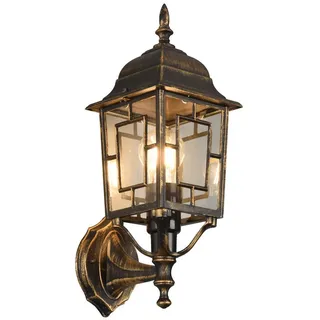TRIO Leuchten LED Außen-Wandleuchte antik mit Bleiglasoptik, Höhe 41cm, LED wechselbar, Warmweiß, Haus-Wand Außenleuchte, Fassadenbeleuchtung Haustür, Wandlampe mit E27 braun